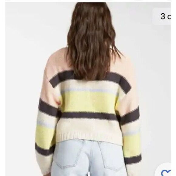 Billabong Sweater Striped Slouchy Fit Cotton Pullover Women M Long Sleeve - Picture 10 of 13